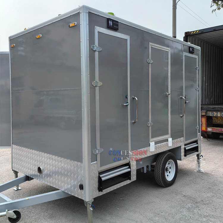 Container loading of restroom trailers