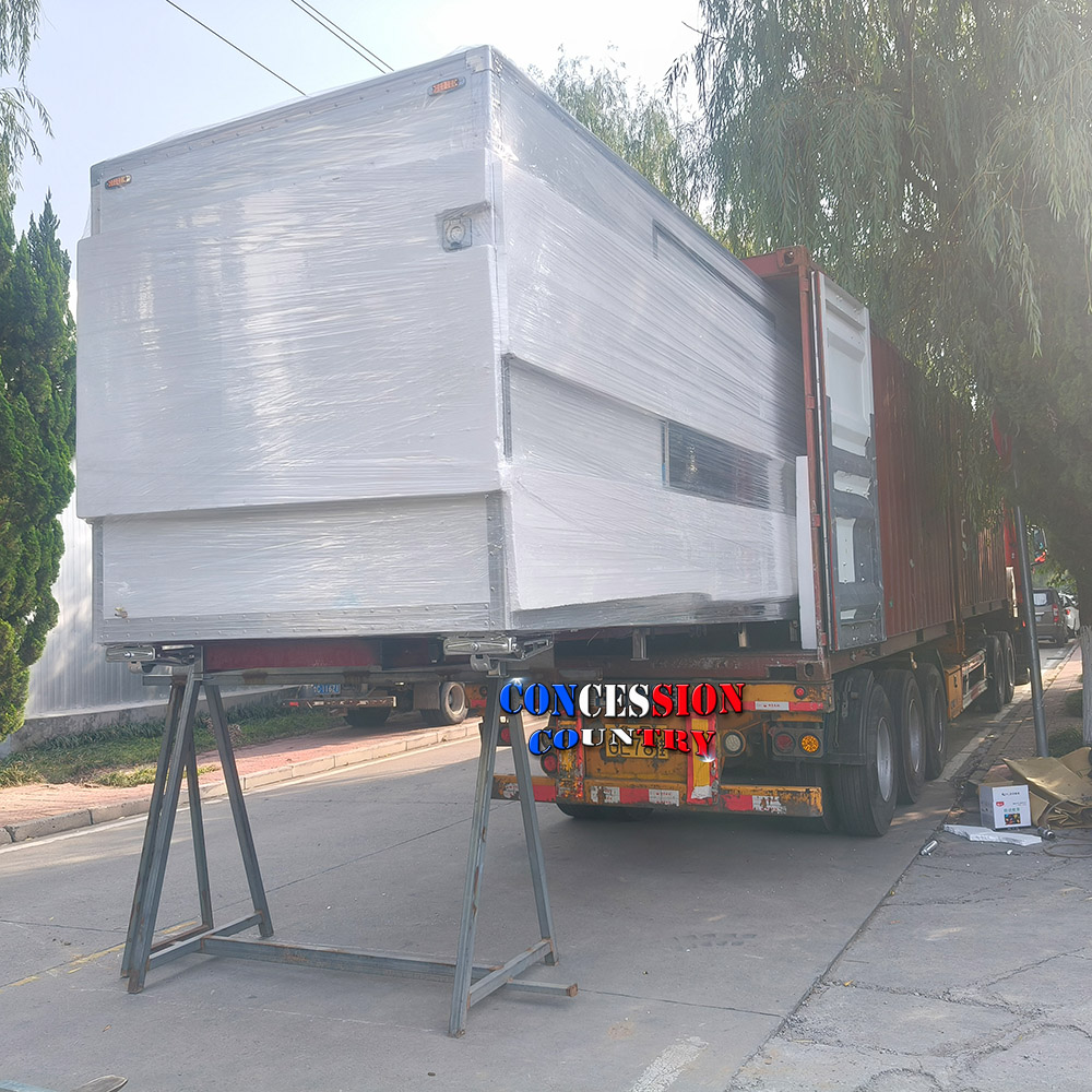 Food trailer container loading